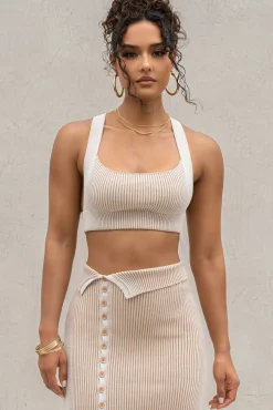 Taupe/White Over The Top Skirt
