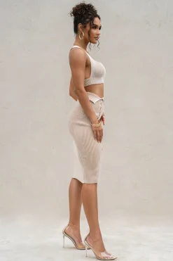 Taupe/White Over The Top Skirt