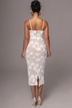 White Angelic Lace Midi Dress