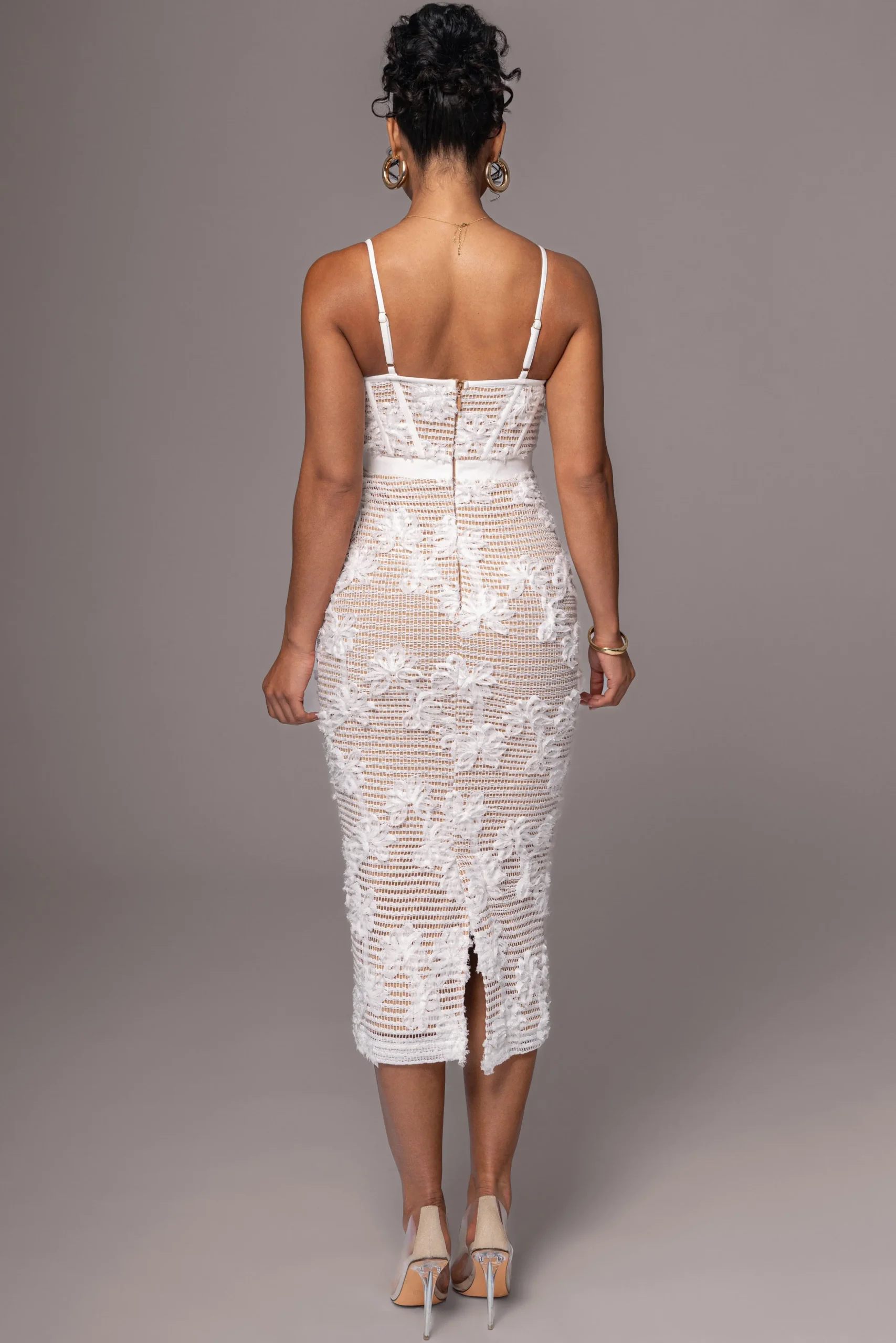 White Angelic Lace Midi Dress