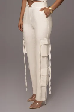 White Better Half Linen Utility Pants