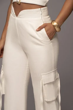 White Better Half Linen Utility Pants