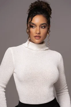White Carli Turtle Neck Top