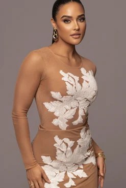 White Charmed Embroidered Mesh Bodysuit