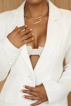 White Cyra Tailored Linen Blazer