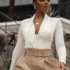 White Drape Corset Bodysuit