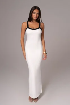 White Francesca Contrast Maxi Dress
