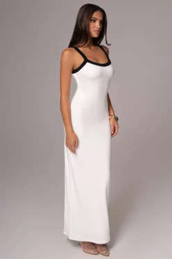 White Francesca Contrast Maxi Dress