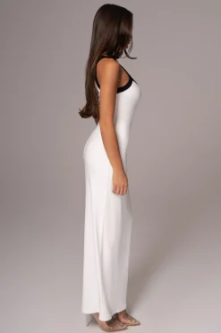 White Francesca Contrast Maxi Dress