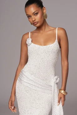 White Golden Dusk Sequin Dress