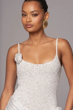 White Golden Dusk Sequin Dress