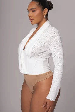 White Lace Corset Bodysuit