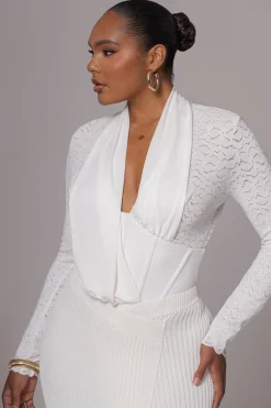 White Lace Corset Bodysuit