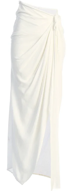 White Noelia Linen Slit Skirt