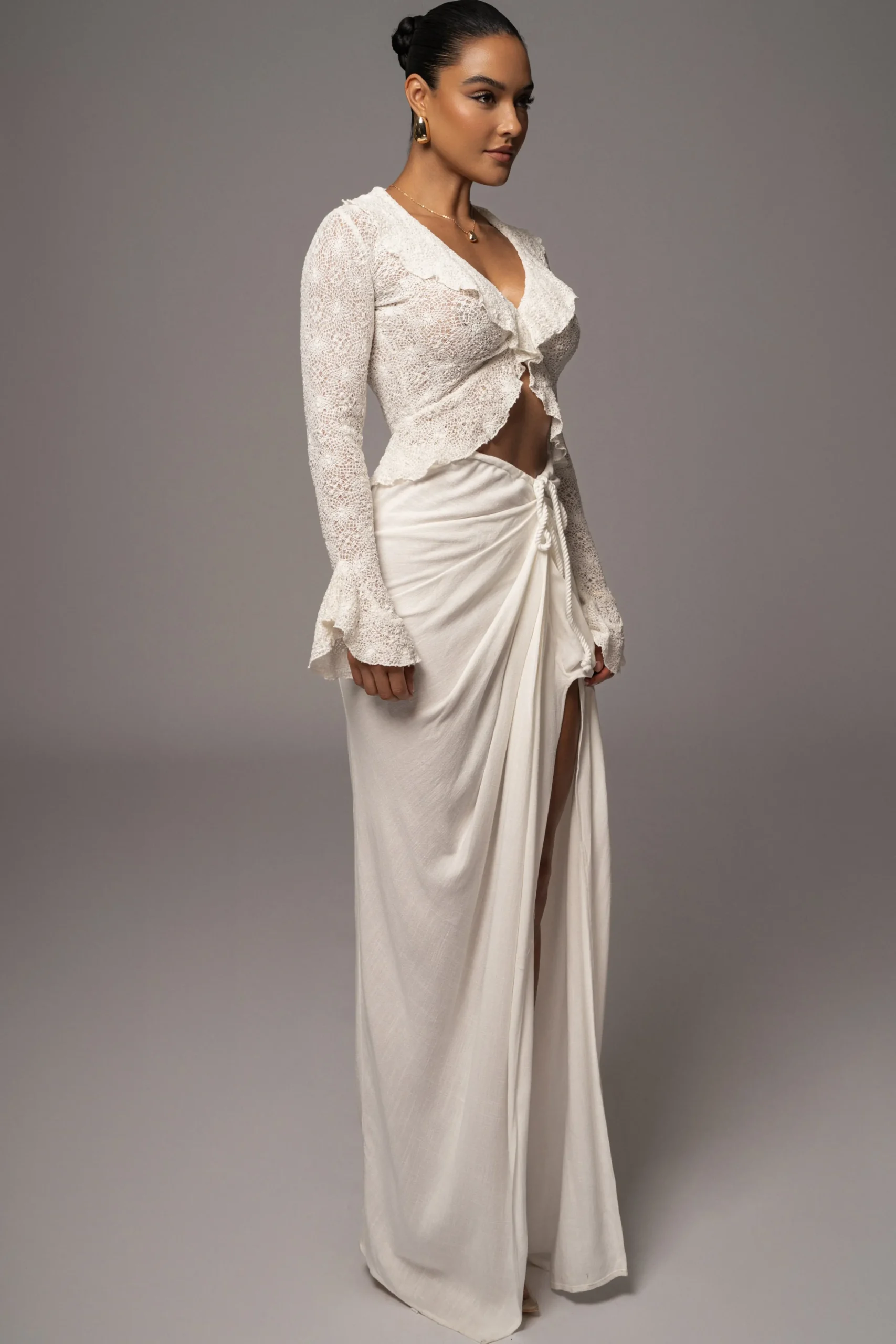White Rocio Bell Sleeve Top