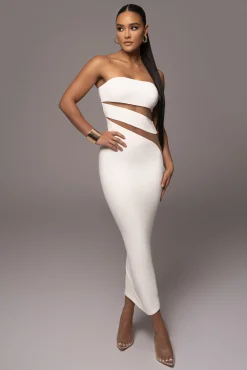 White Unpredictable Midi Dress