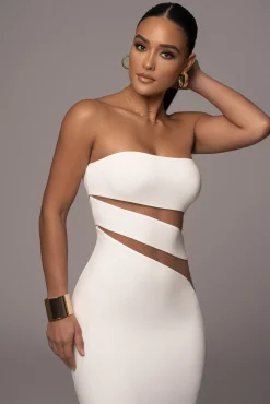 White Unpredictable Midi Dress