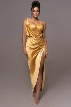 Yellow Anastacia Drape Maxi Dress