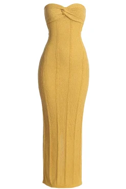 Yellow Blanca Strapless Maxi Dress