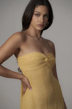 Yellow Blanca Strapless Maxi Dress