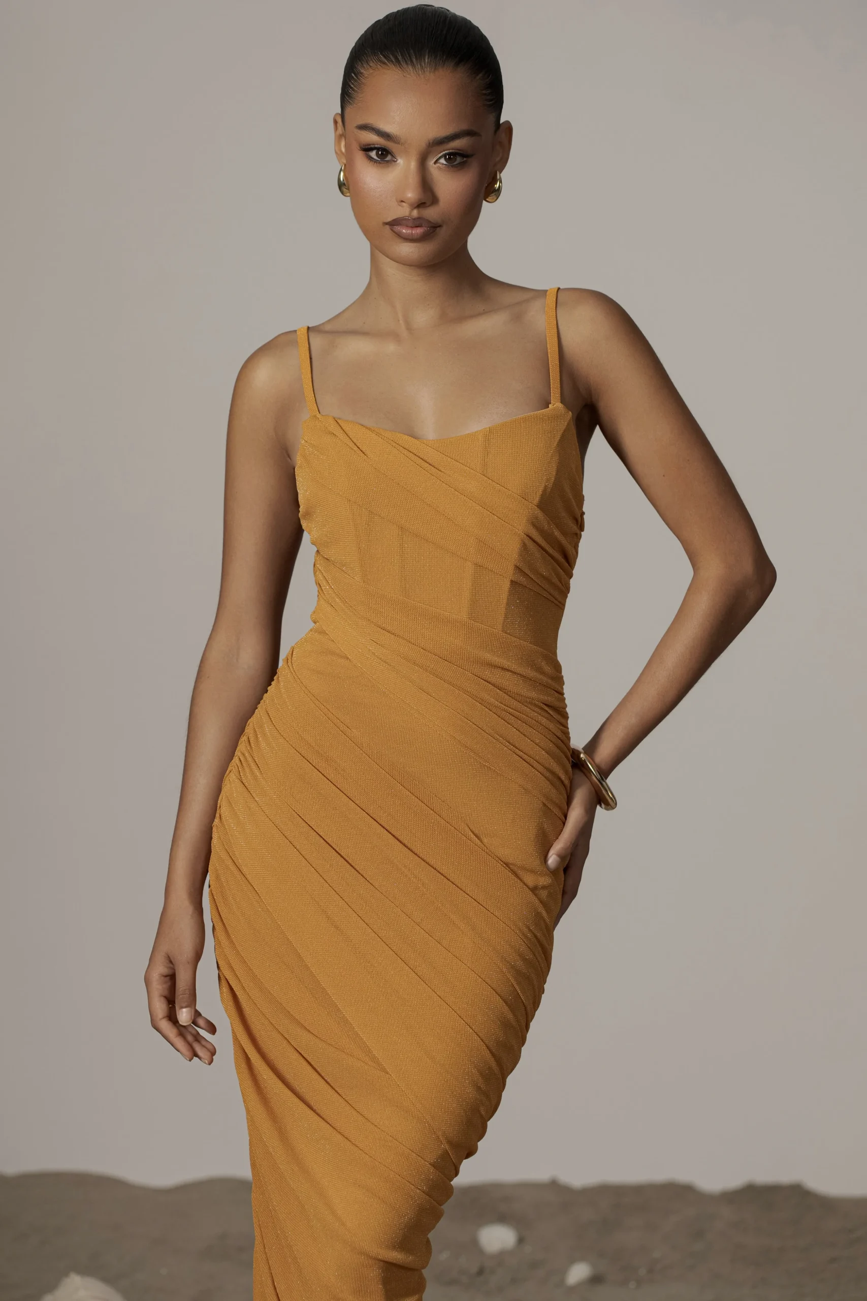 Yellow Catalina Lurex Knit Maxi Dress