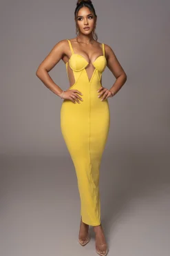 Yellow Enchantment Bustier Maxi Dress