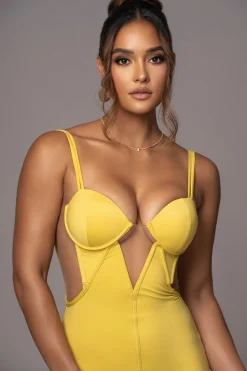 Yellow Enchantment Bustier Maxi Dress