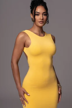 Yellow JLUXBASIX FRONT AND CENTER MAXI DRESS