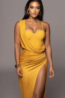 Yellow KRISTIANA SLIT DRESS