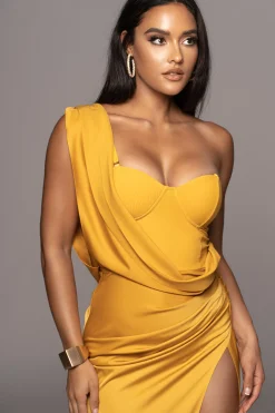 Yellow KRISTIANA SLIT DRESS
