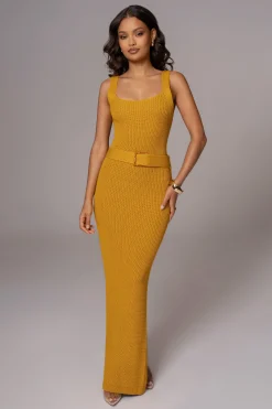 Yellow Moonrise Ribbed Maxi Dress