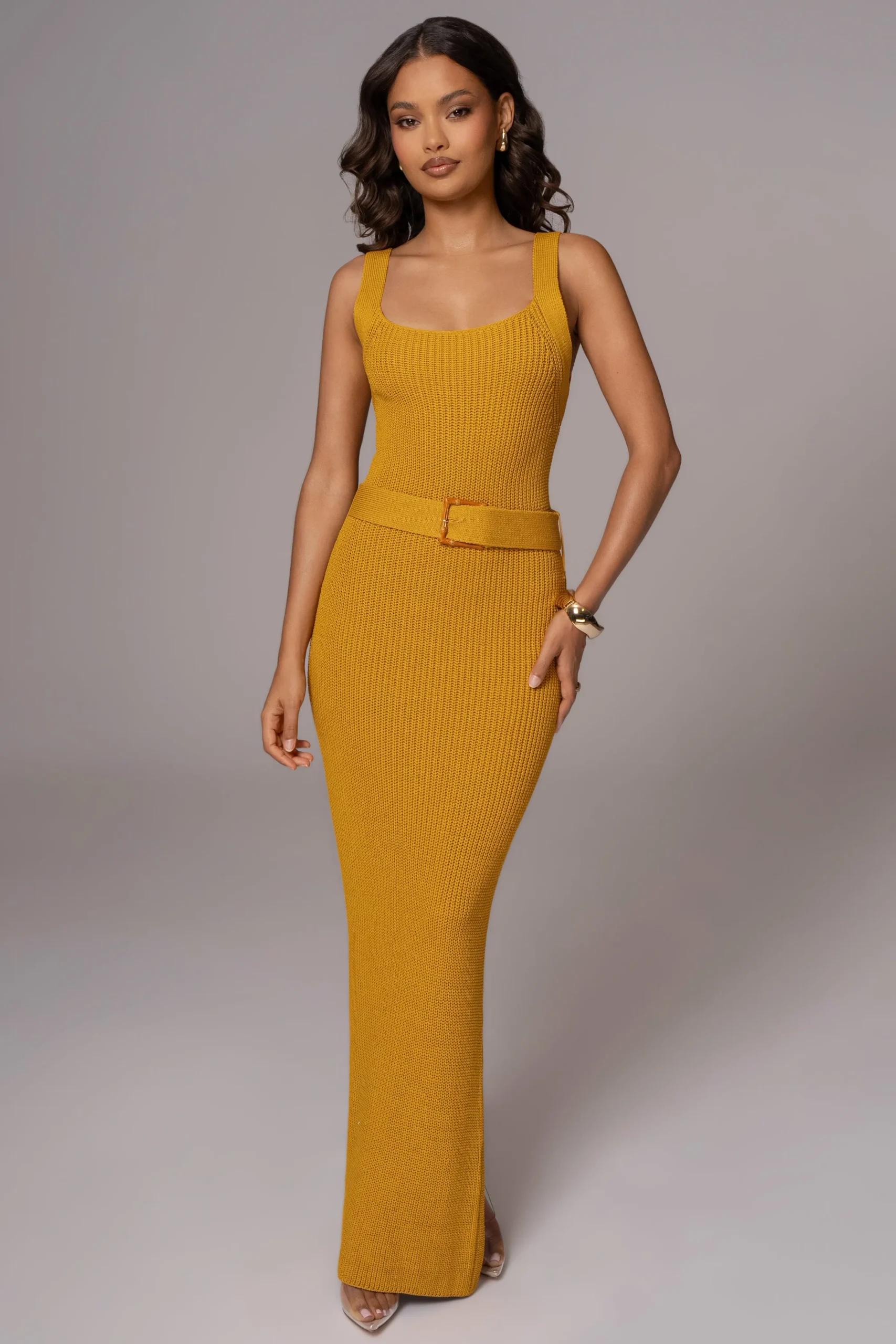 Yellow Moonrise Ribbed Maxi Dress