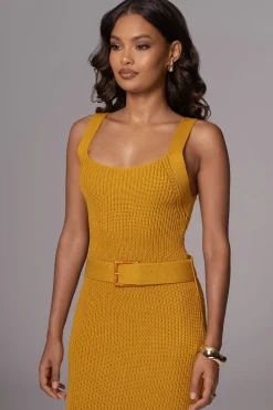 Yellow Moonrise Ribbed Maxi Dress