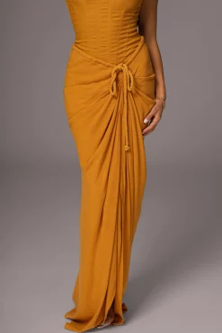 Yellow Noelia Linen Slit Skirt