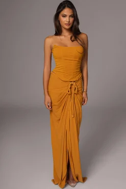 Yellow Noelia Linen Slit Skirt