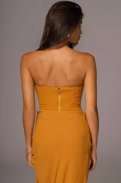 Yellow Noelia Linen Slit Skirt