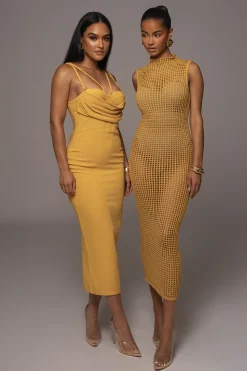 Yellow Pacific Tides Crochet Maxi Dress