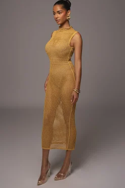 Yellow Pacific Tides Crochet Maxi Dress