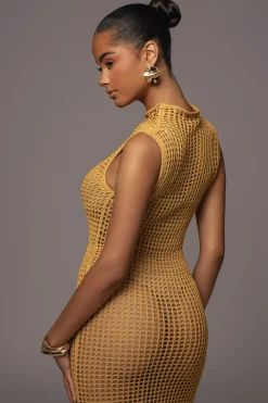 Yellow Pacific Tides Crochet Maxi Dress