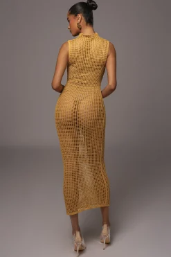 Yellow Pacific Tides Crochet Maxi Dress