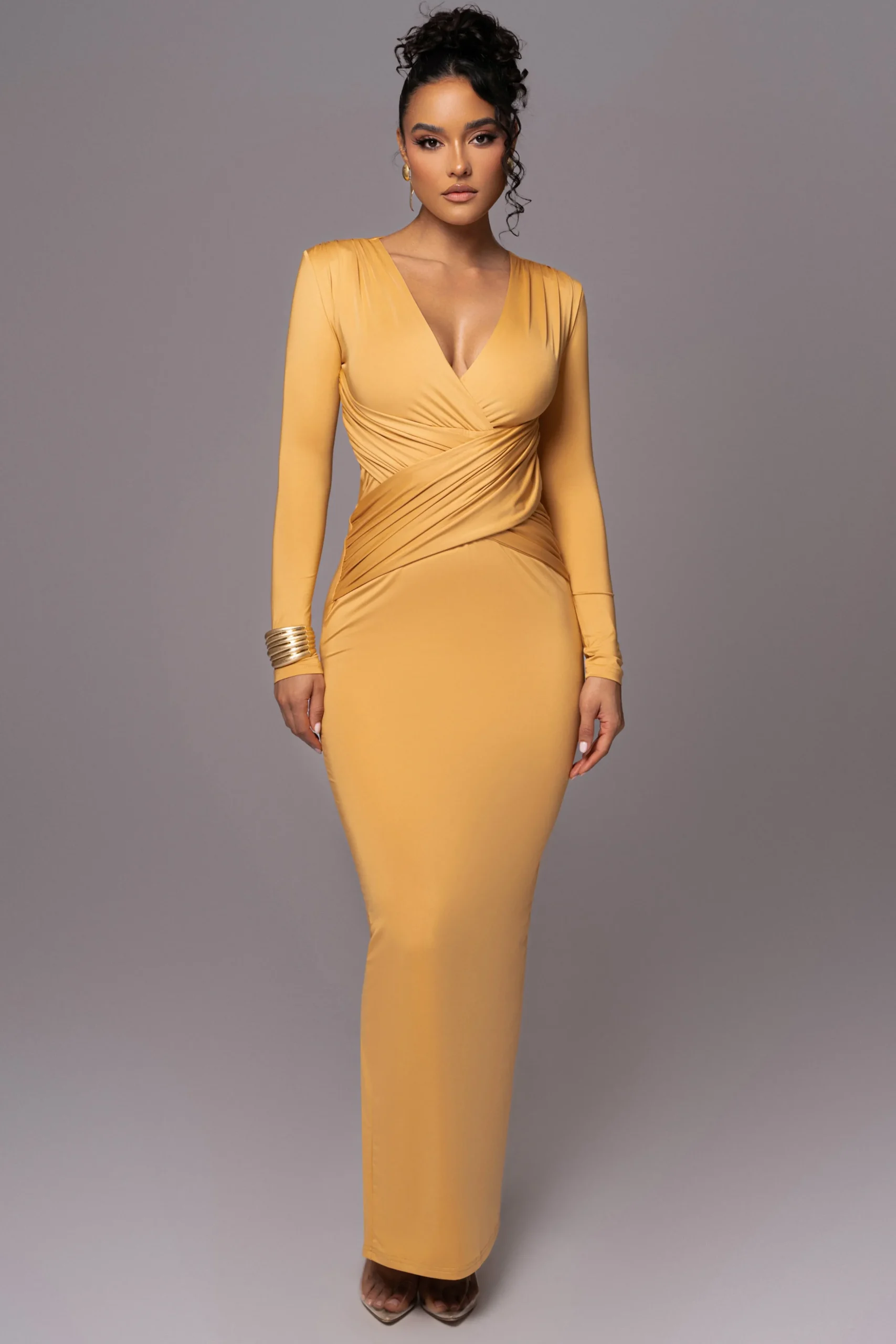 Yellow Rowan Plunge Maxi Dress