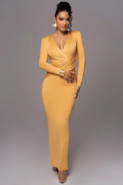 Yellow Rowan Plunge Maxi Dress