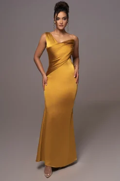 Yellow Satin Belle Maxi Dress