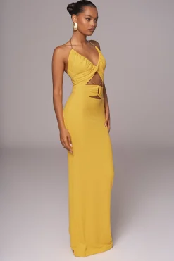 Yellow Secret Bloom Maxi Dress