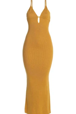 Yellow Sun Rays Knit Maxi Dress