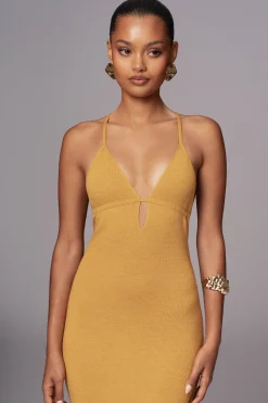 Yellow Sun Rays Knit Maxi Dress