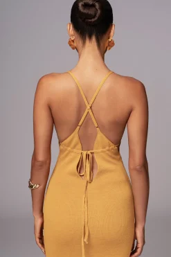 Yellow Sun Rays Knit Maxi Dress